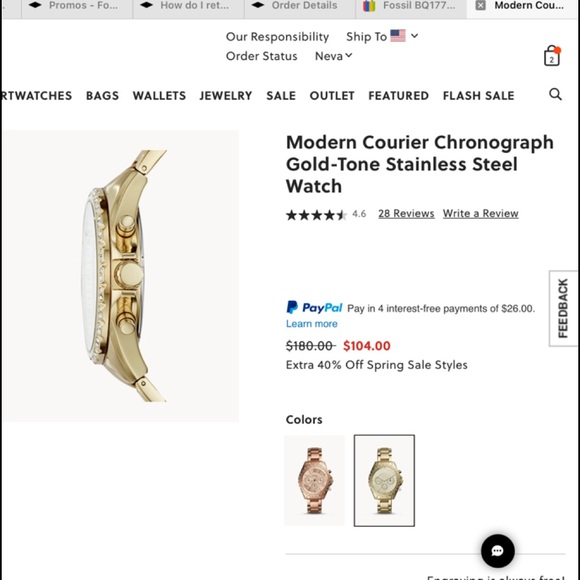 Like New Women’s Fossil watch Modern Courier Chronograph gold - Picture 4 of 5